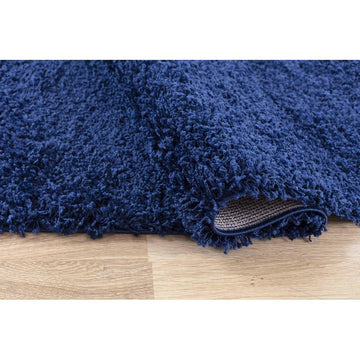 Oxford OXF00 Plain Plush Soft Stain-Resistant Textured Polypropylene Shaggy Navy Round Rug-Desire Rugs-Rug Love - The Most Loved Rug Store